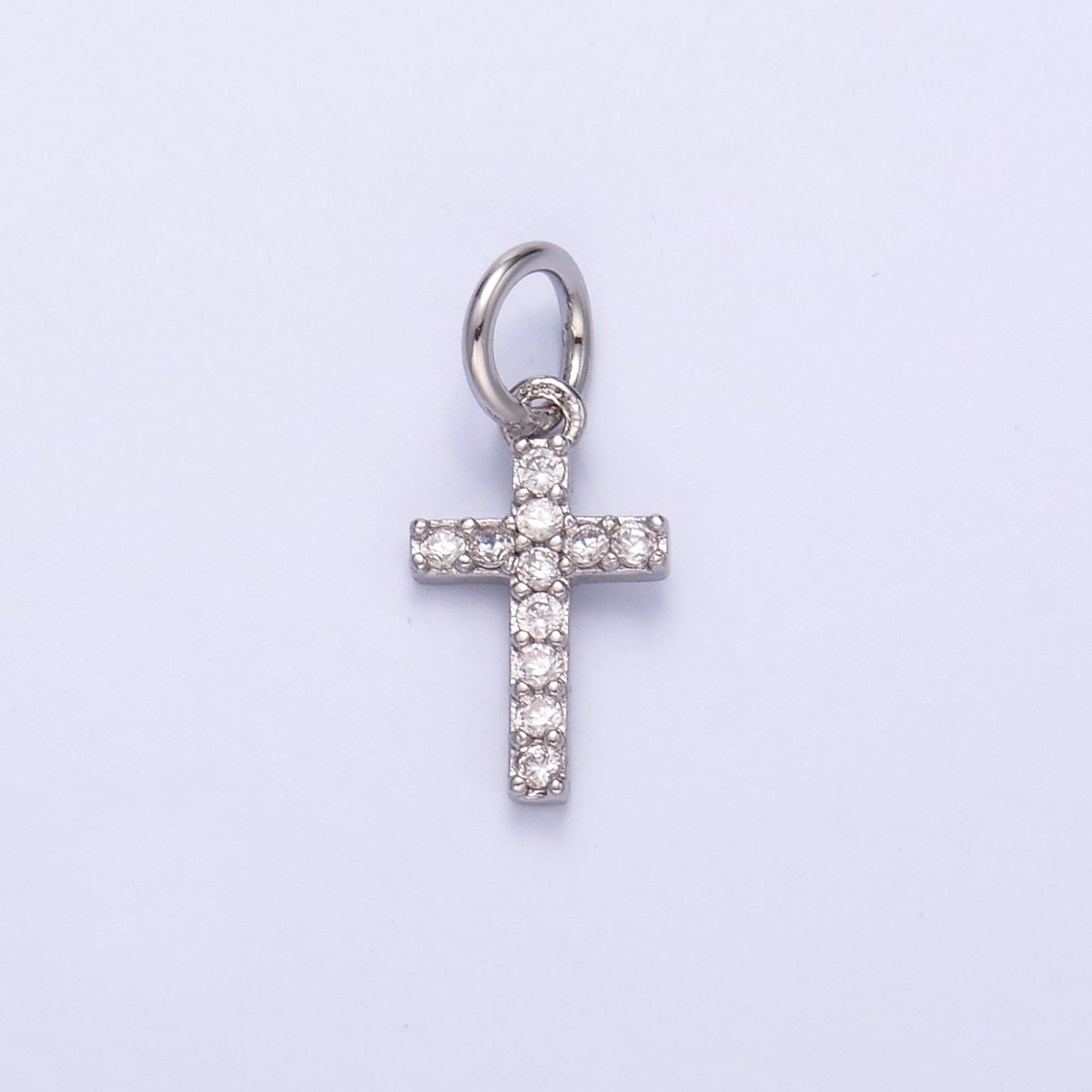 24K Gold Filled Micro Paved CZ Religious Cross Charm in Gold &amp; Silver | N006