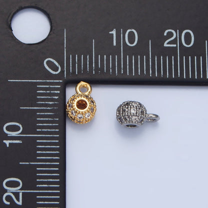 24K Gold Filled Micro Paved CZ Rhondelle Bead Charm in Gold &amp; Silver | X898