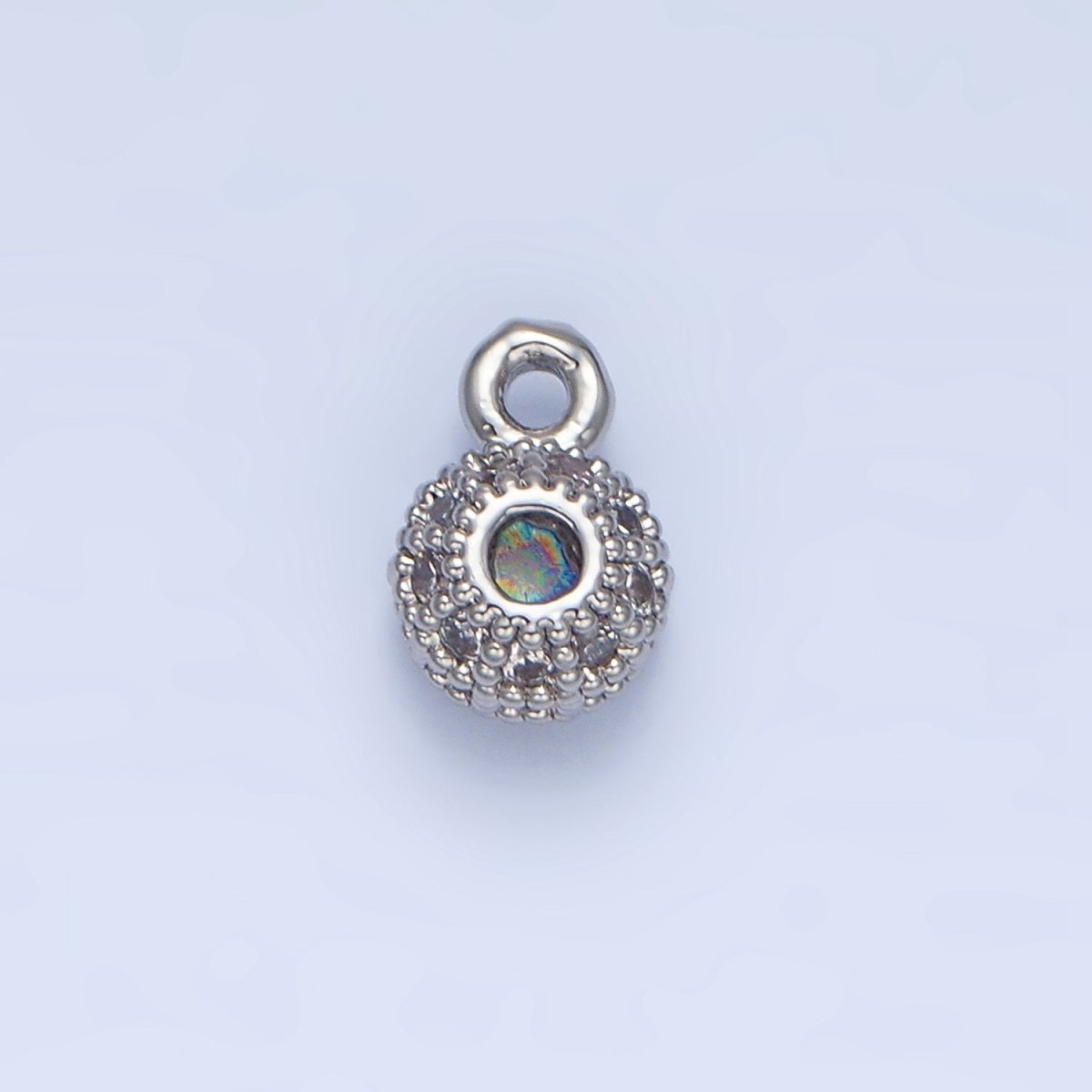 24K Gold Filled Micro Paved CZ Rhondelle Bead Charm in Gold &amp; Silver | X898