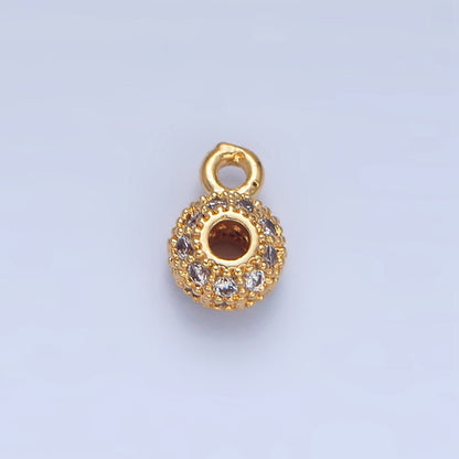 24K Gold Filled Micro Paved CZ Rhondelle Bead Charm in Gold &amp; Silver | X898