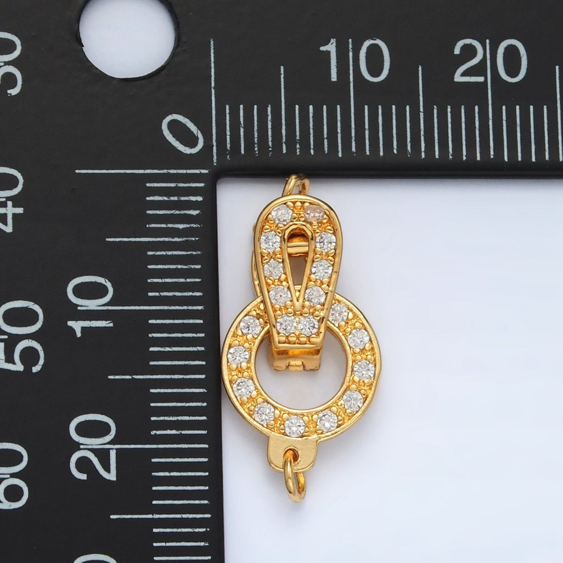 24K Gold Filled Micro Paved CZ Round Curved Snap Latch Closure Findings Set | Z855