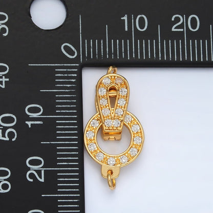 24K Gold Filled Micro Paved CZ Round Curved Snap Latch Closure Findings Set | Z855