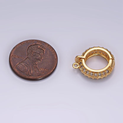 24K Gold Filled Micro Paved CZ Round Snap Bail Jewelry Charm Finding Supply | Z637