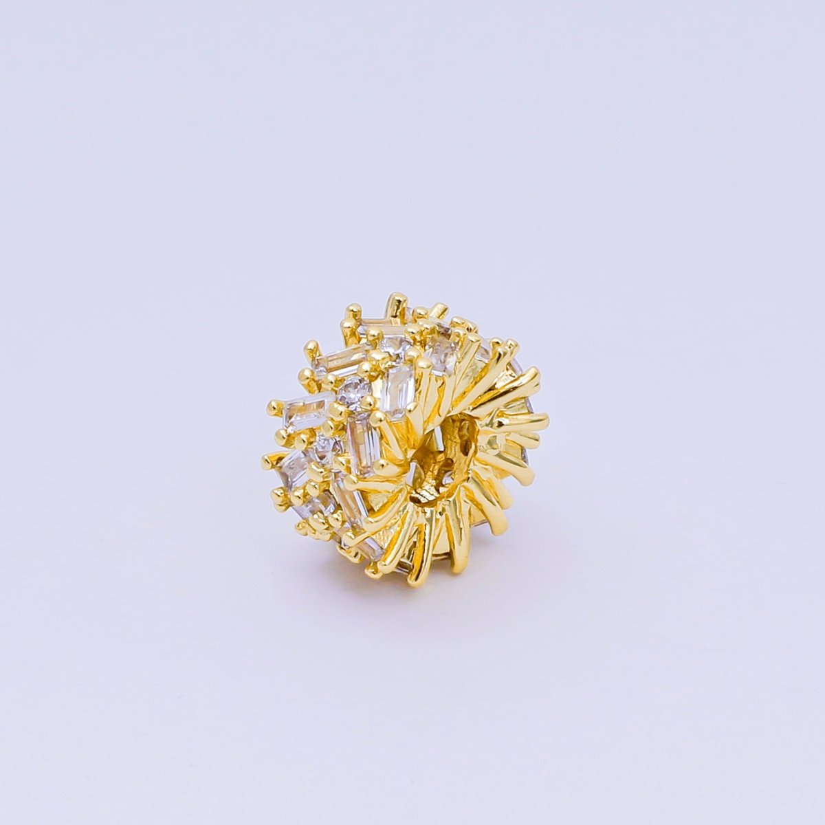 24K Gold Filled Micro Paved CZ Round Wheeler Donut Bead Spacer | B-919