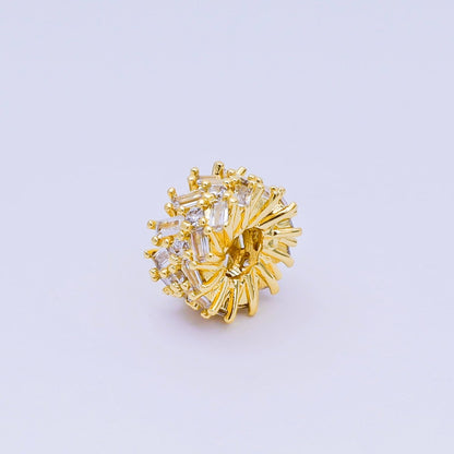 24K Gold Filled Micro Paved CZ Round Wheeler Donut Bead Spacer | B-919