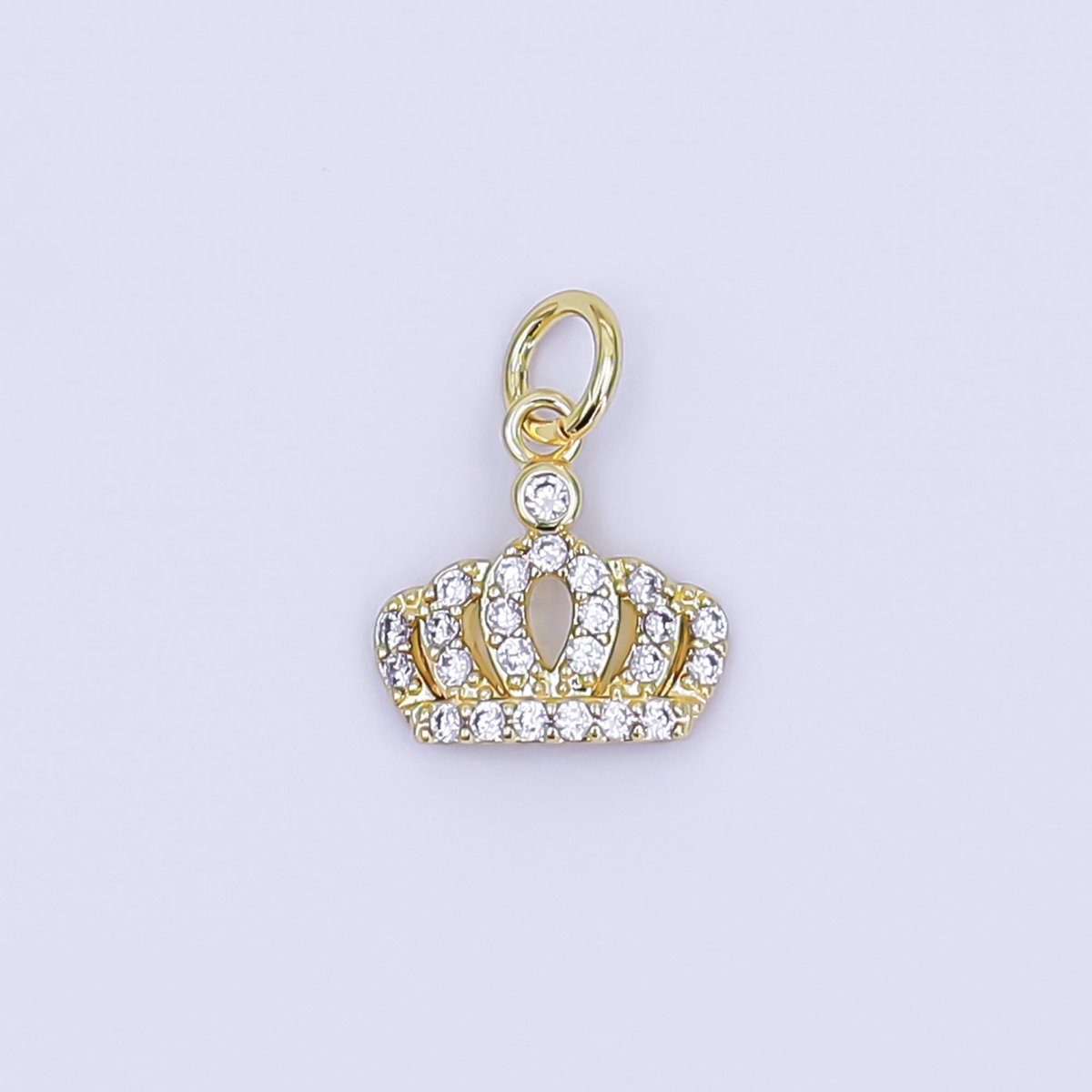 24K Gold Filled Micro Paved CZ Royal Crown Charm in Gold &amp; Silver | AJ299