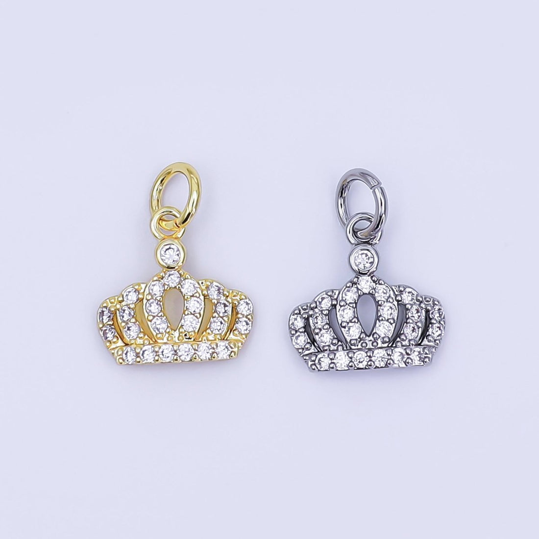 24K Gold Filled Micro Paved CZ Royal Crown Charm in Gold &amp; Silver | AJ299