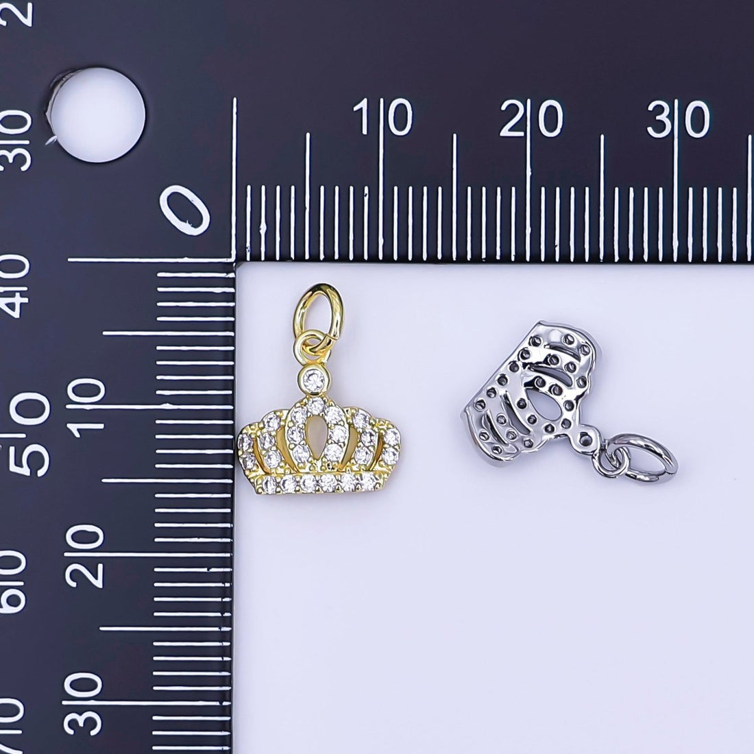 24K Gold Filled Micro Paved CZ Royal Crown Charm in Gold &amp; Silver | AJ299