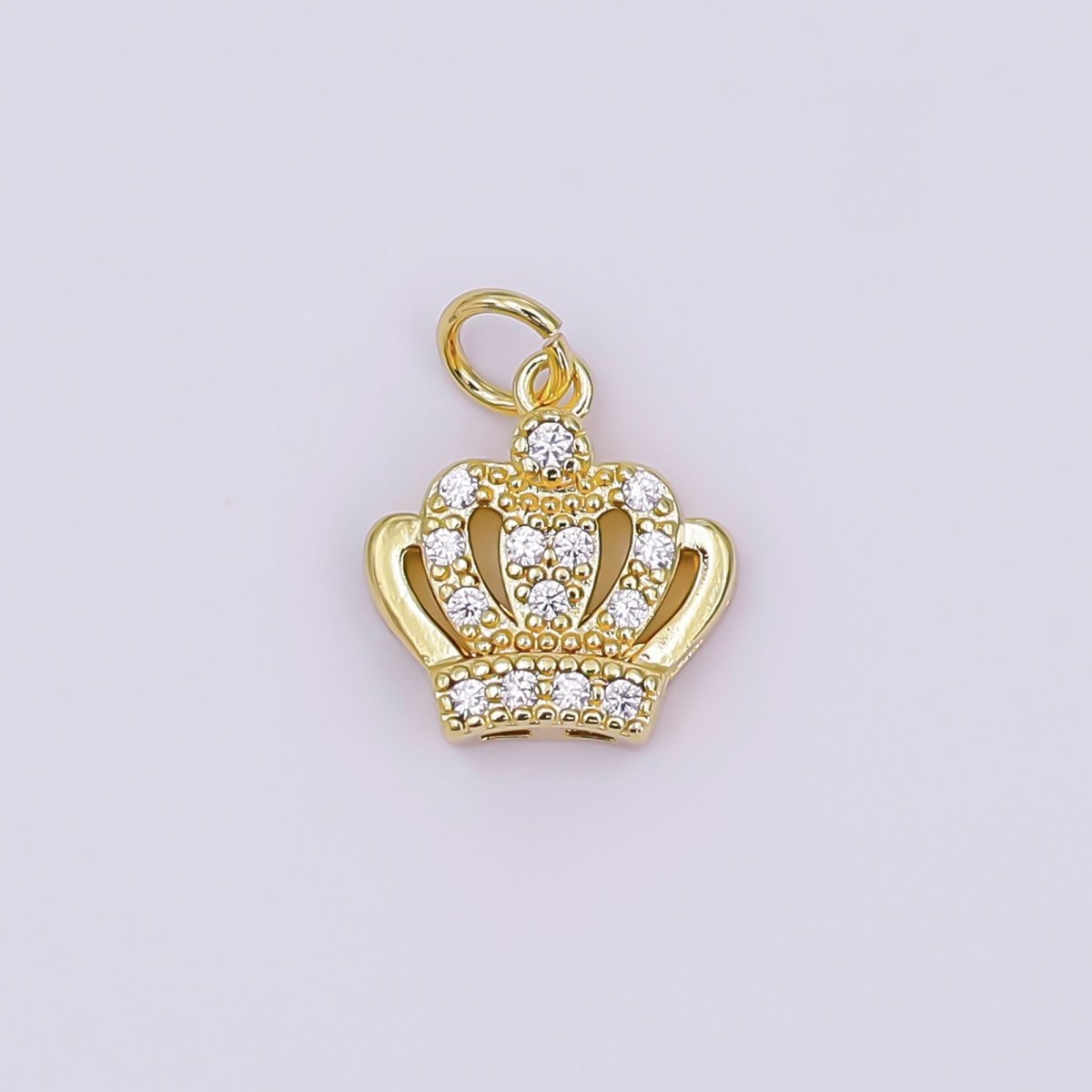 24K Gold Filled Micro Paved CZ Royal Crown Charm in Gold &amp; Silver | AJ326
