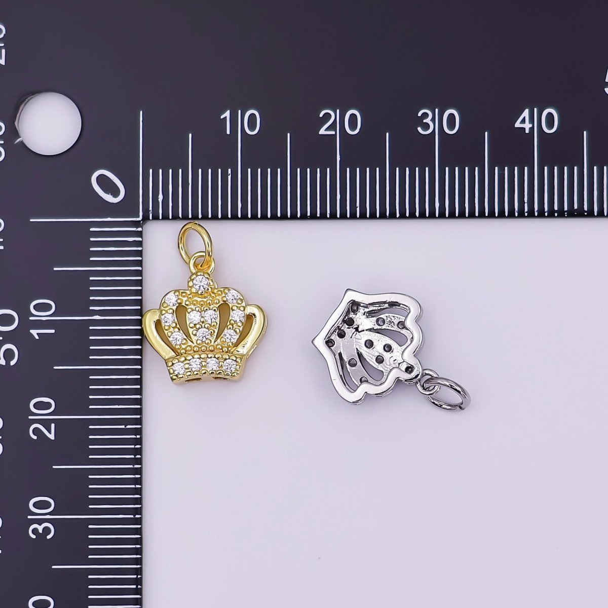 24K Gold Filled Micro Paved CZ Royal Crown Charm in Gold &amp; Silver | AJ326