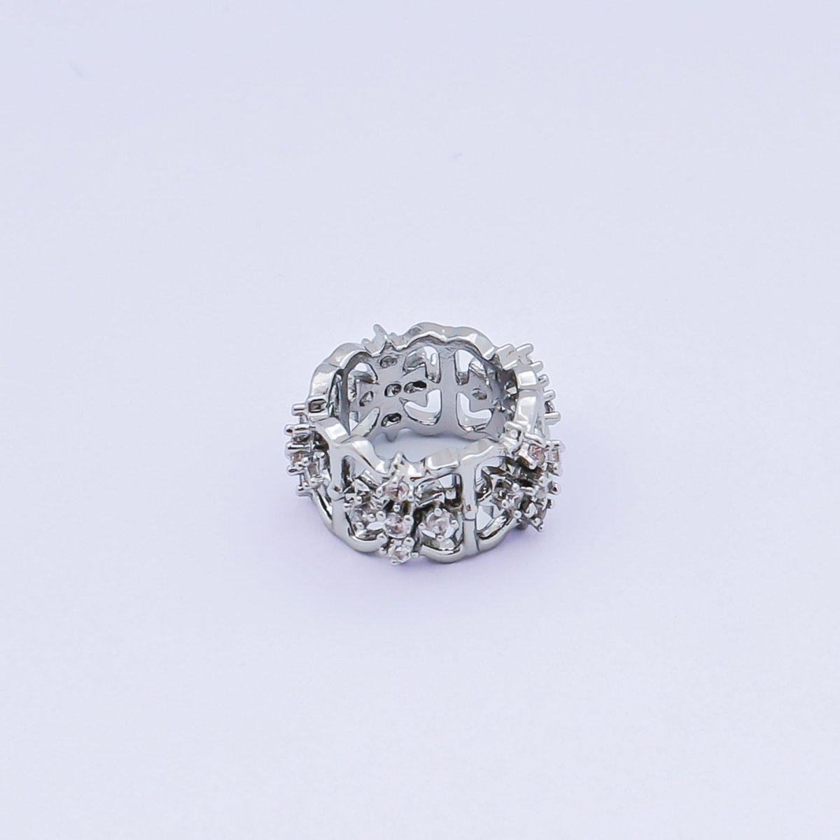 24K Gold Filled Micro Paved CZ Royal Flower Celestial Bead Spacer in Silver &amp; Gold | B036