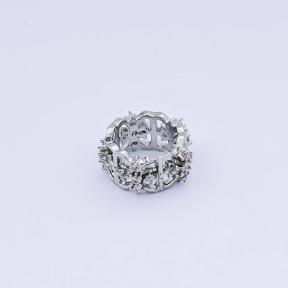 24K Gold Filled Micro Paved CZ Royal Flower Celestial Bead Spacer in Silver &amp; Gold | B036