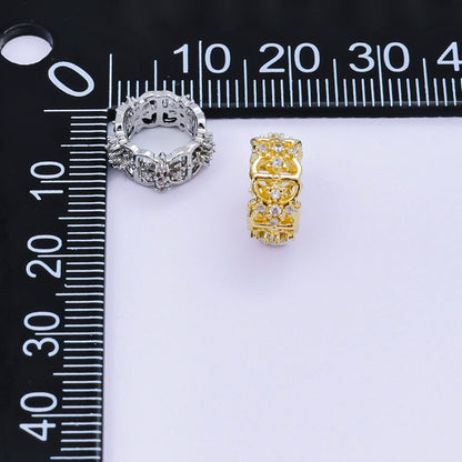 24K Gold Filled Micro Paved CZ Royal Flower Celestial Bead Spacer in Silver &amp; Gold | B036
