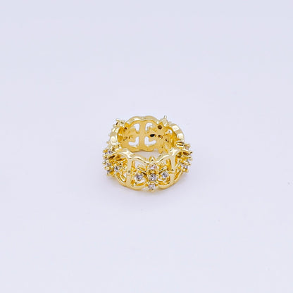 24K Gold Filled Micro Paved CZ Royal Flower Celestial Bead Spacer in Silver &amp; Gold | B036