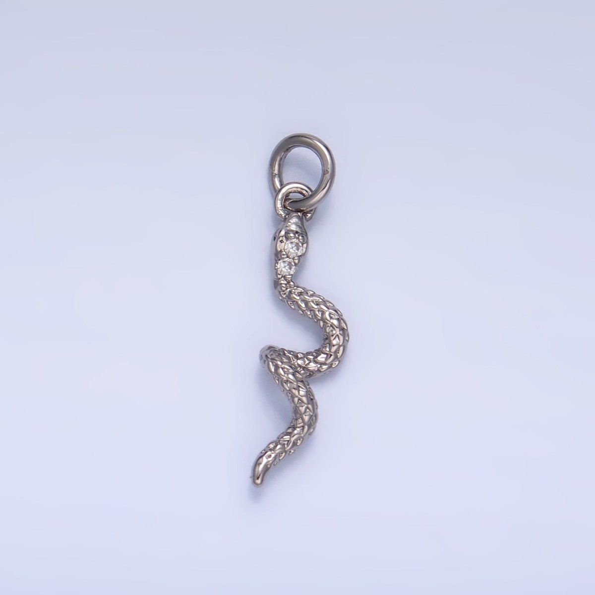 24K Gold Filled 16.5mm CZ Textured Snake Serpent Multidimensional 3D Charm in Gold &amp; Silver | W796