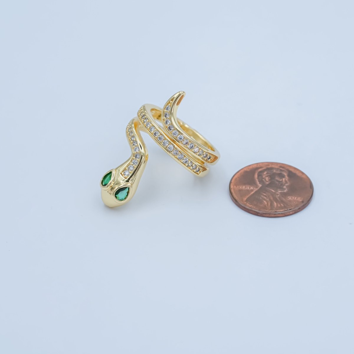 24K Gold Filled Micro Paved CZ Snake Serpent Multiple Band Ring | O851