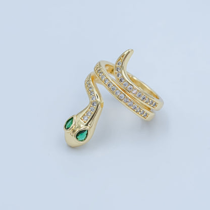 24K Gold Filled Micro Paved CZ Snake Serpent Multiple Band Ring | O851