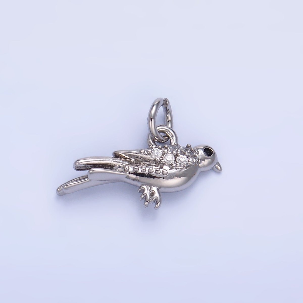 24K Gold Filled Micro Paved CZ Song Bird Charm in Gold &amp; Silver | W443