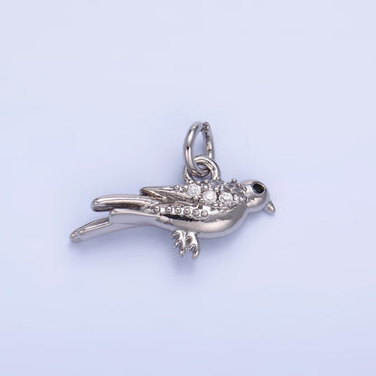 24K Gold Filled Micro Paved CZ Song Bird Charm in Gold &amp; Silver | W443