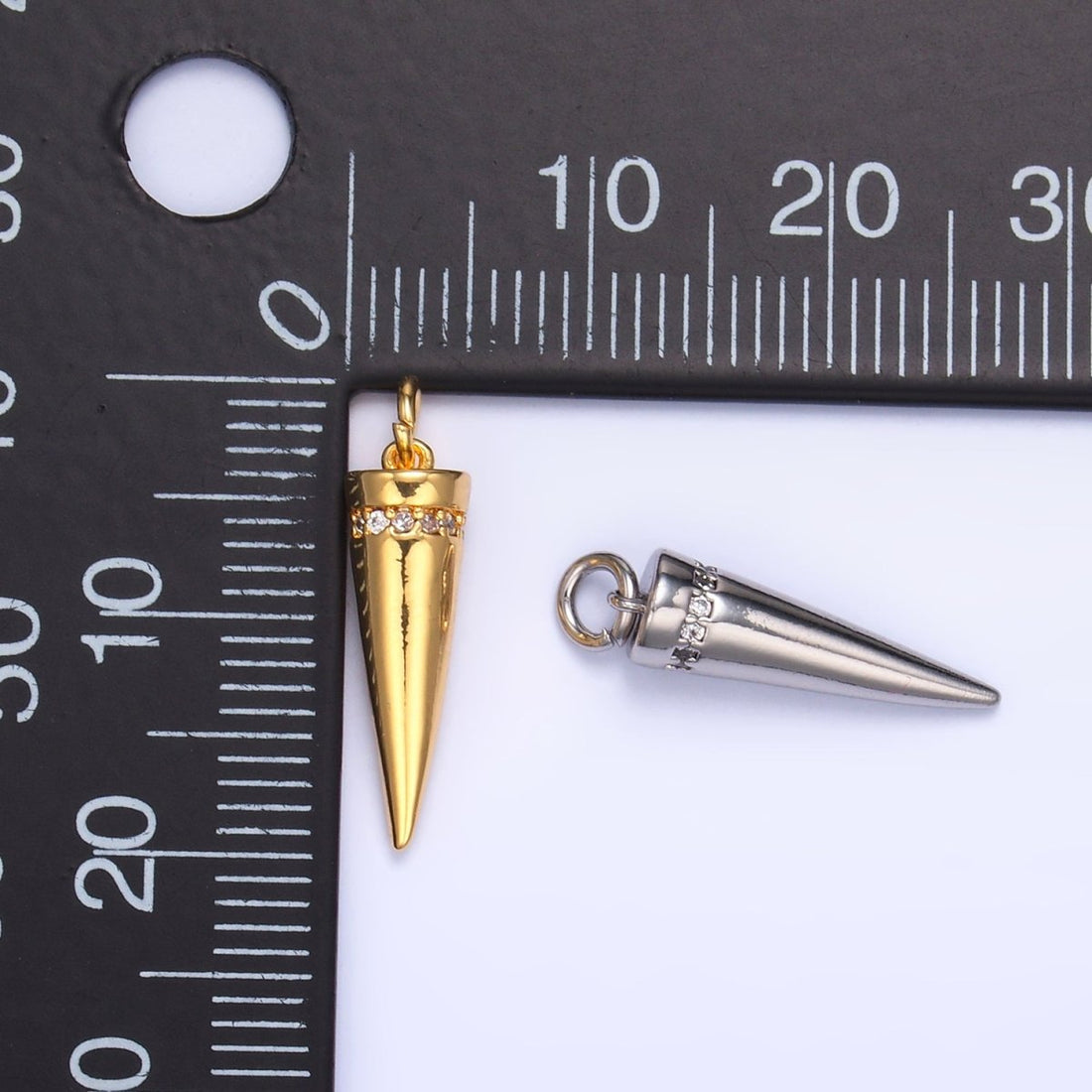 24K Gold Filled Micro Paved CZ Spike Charm in Gold &amp; Silver | W881