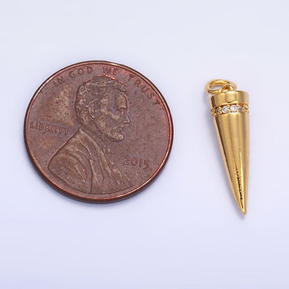 24K Gold Filled Micro Paved CZ Spike Charm in Gold &amp; Silver | W881