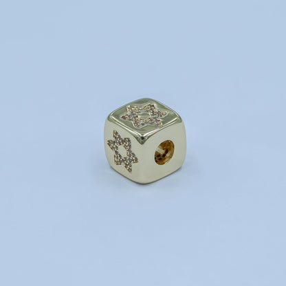 24K Gold Filled Micro Paved CZ Star of David Bead | B241