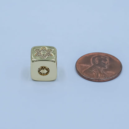 24K Gold Filled Micro Paved CZ Star of David Bead | B241