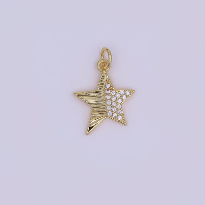 24K Gold Filled Micro Paved CZ Sunburst Star Charm in Gold &amp; Silver | AF428