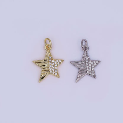 24K Gold Filled Micro Paved CZ Sunburst Star Charm in Gold &amp; Silver | AF428