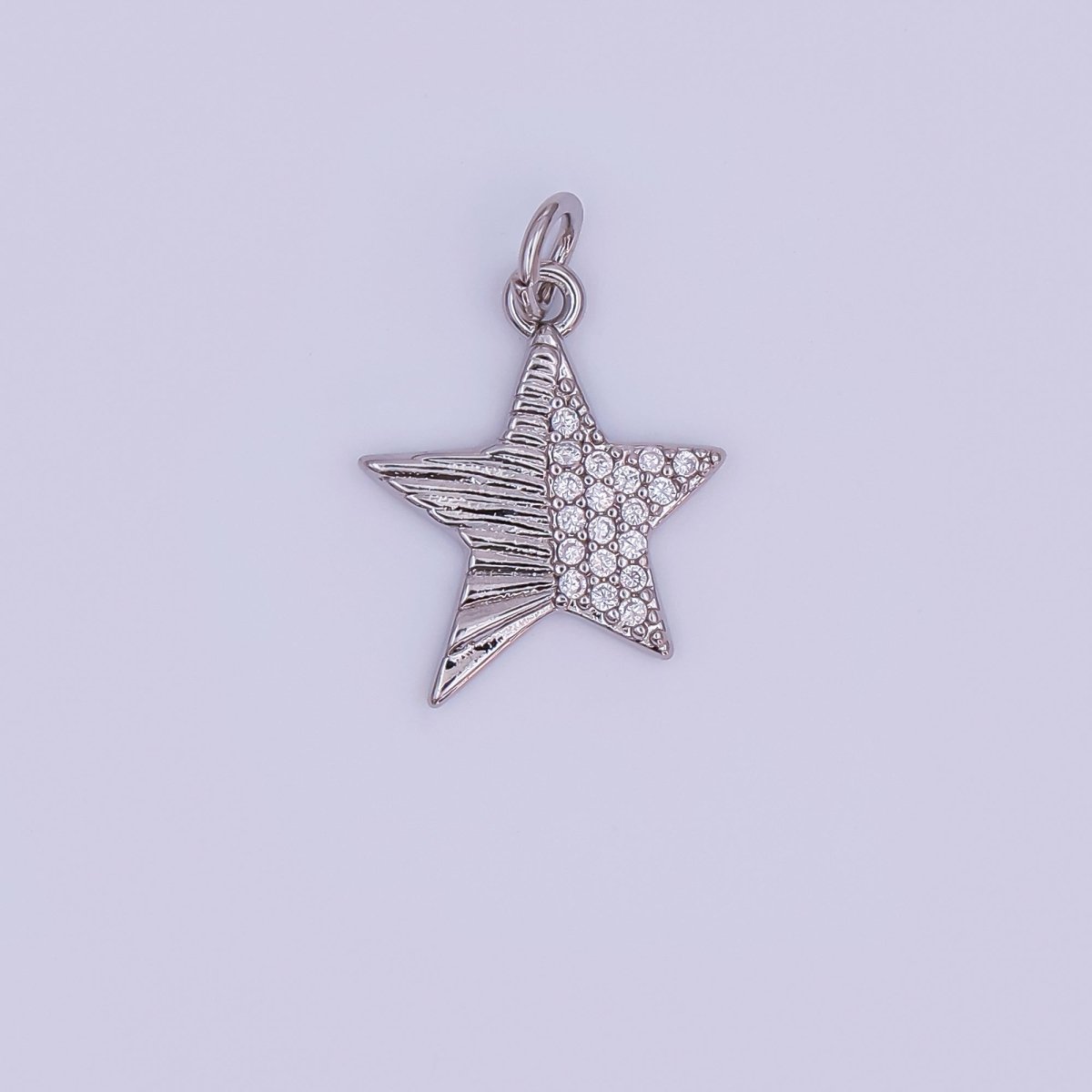 24K Gold Filled Micro Paved CZ Sunburst Star Charm in Gold &amp; Silver | AF428