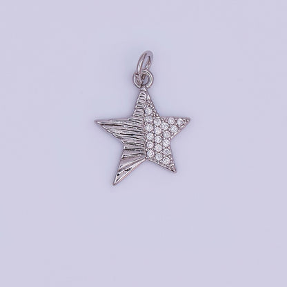 24K Gold Filled Micro Paved CZ Sunburst Star Charm in Gold &amp; Silver | AF428