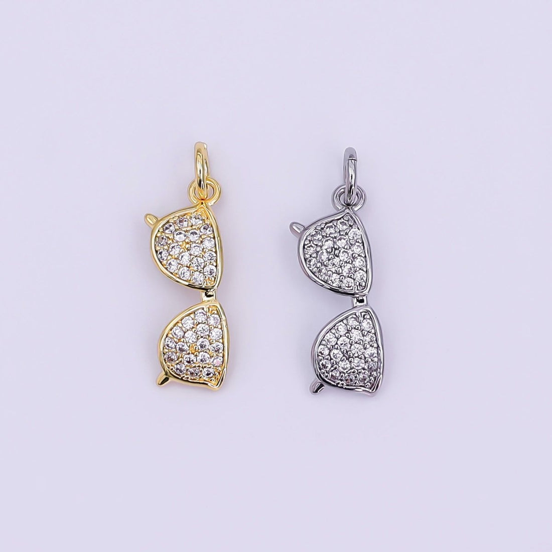 24K Gold Filled Micro Paved CZ Sunglasses Eyewear Charm in Gold &amp; Silver | AJ325
