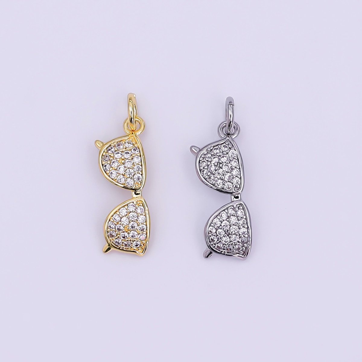 24K Gold Filled Micro Paved CZ Sunglasses Eyewear Charm in Gold &amp; Silver | AJ325