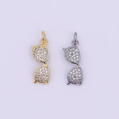 24K Gold Filled Micro Paved CZ Sunglasses Eyewear Charm in Gold &amp; Silver | AJ325