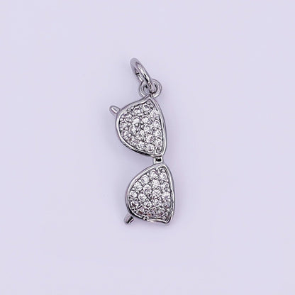 24K Gold Filled Micro Paved CZ Sunglasses Eyewear Charm in Gold &amp; Silver | AJ325