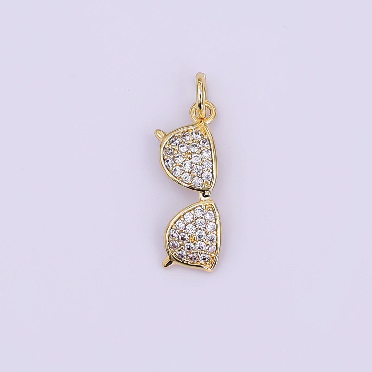 24K Gold Filled Micro Paved CZ Sunglasses Eyewear Charm in Gold &amp; Silver | AJ325