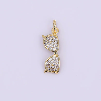 24K Gold Filled Micro Paved CZ Sunglasses Eyewear Charm in Gold &amp; Silver | AJ325