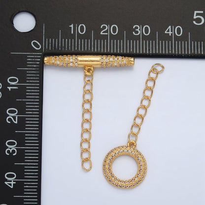 24K Gold Filled Micro Paved CZ Toggle Clasps Closure Findings | Z847