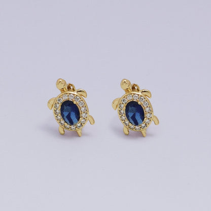 24K Gold Filled Micro Paved CZ Turtle Tortoise Animal Huggie Earrings | AB1036 - AB1062