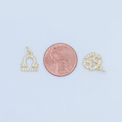 24K Gold Filled Micro Paved CZ Zodiac Sign Charm | A1313 - A1318