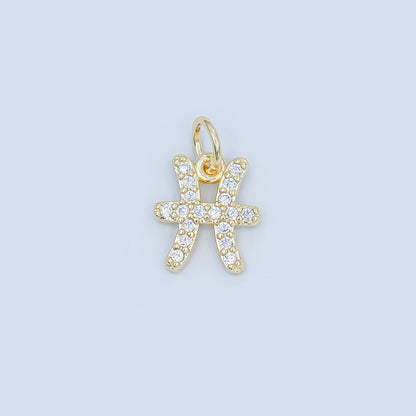24K Gold Filled Micro Paved CZ Zodiac Sign Charm | A1313 - A1318