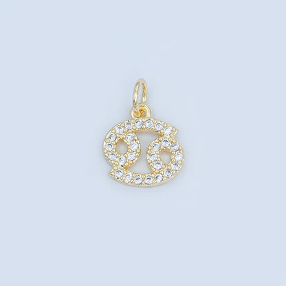 24K Gold Filled Micro Paved CZ Zodiac Sign Charm | A1313 - A1318