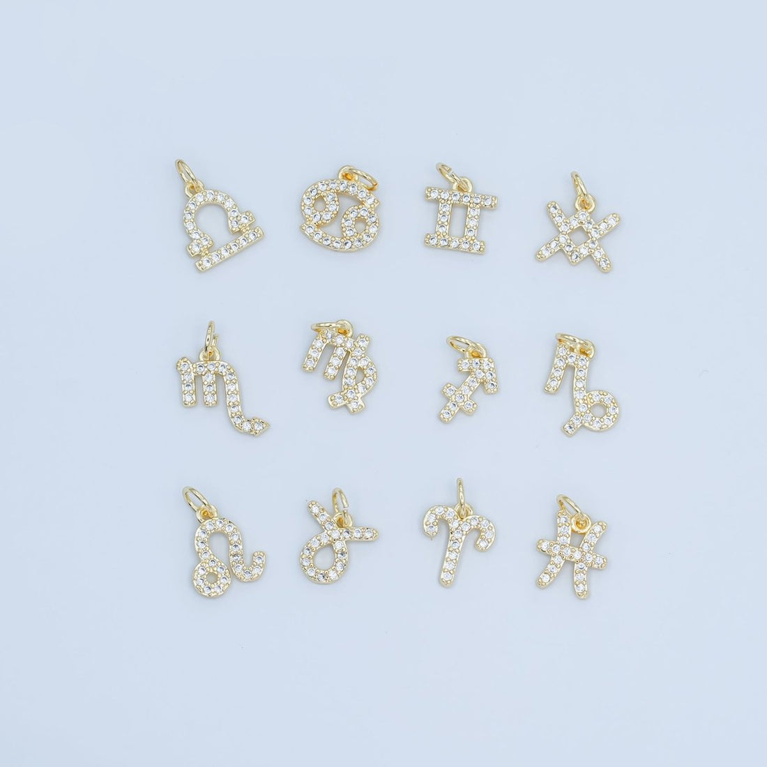 24K Gold Filled Micro Paved CZ Zodiac Sign Charm | A1313 - A1318
