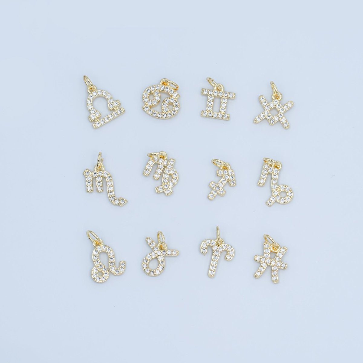 24K Gold Filled Micro Paved CZ Zodiac Sign Charm | A1313 - A1318