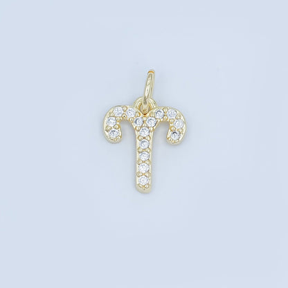 24K Gold Filled Micro Paved CZ Zodiac Sign Charm | A1313 - A1318