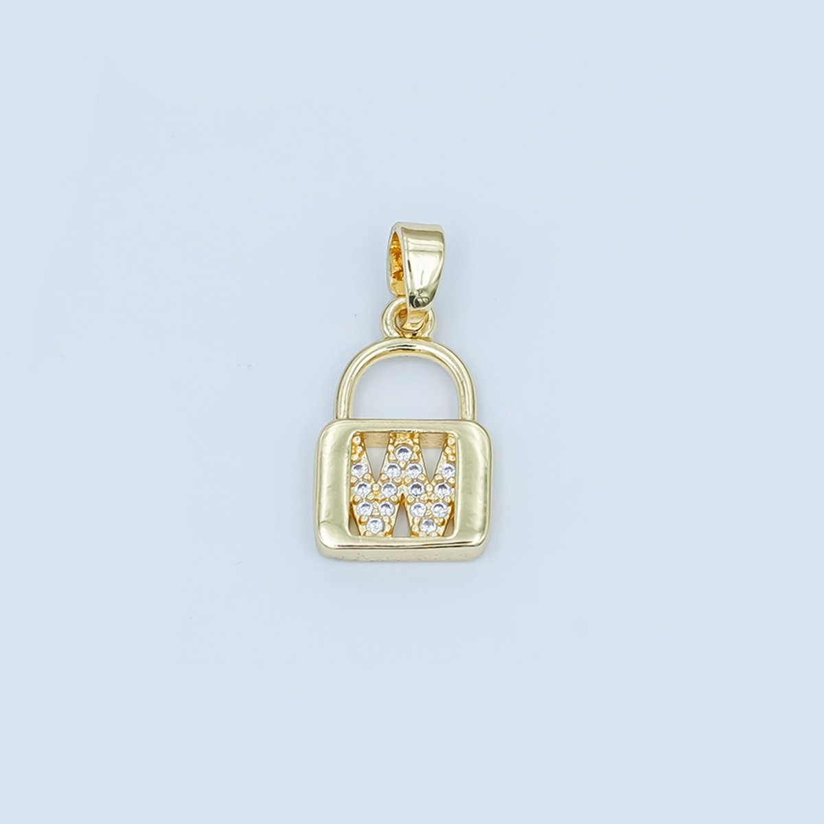 24K Gold Filled Micro Paved Initial Letter Padlock Pendant | A001 - A013