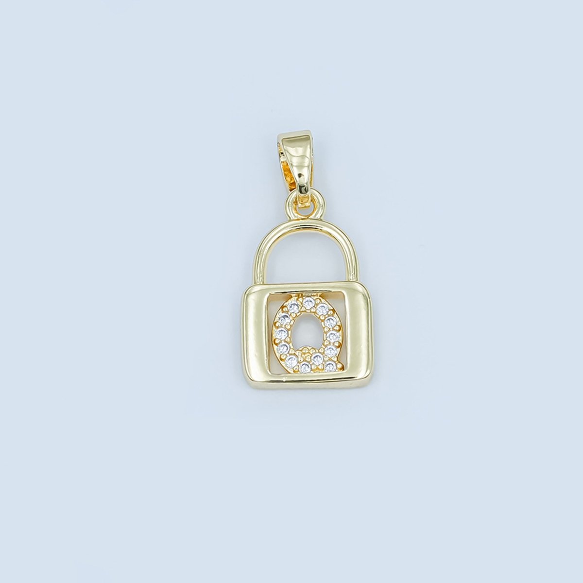 24K Gold Filled Micro Paved Initial Letter Padlock Pendant | A001 - A013