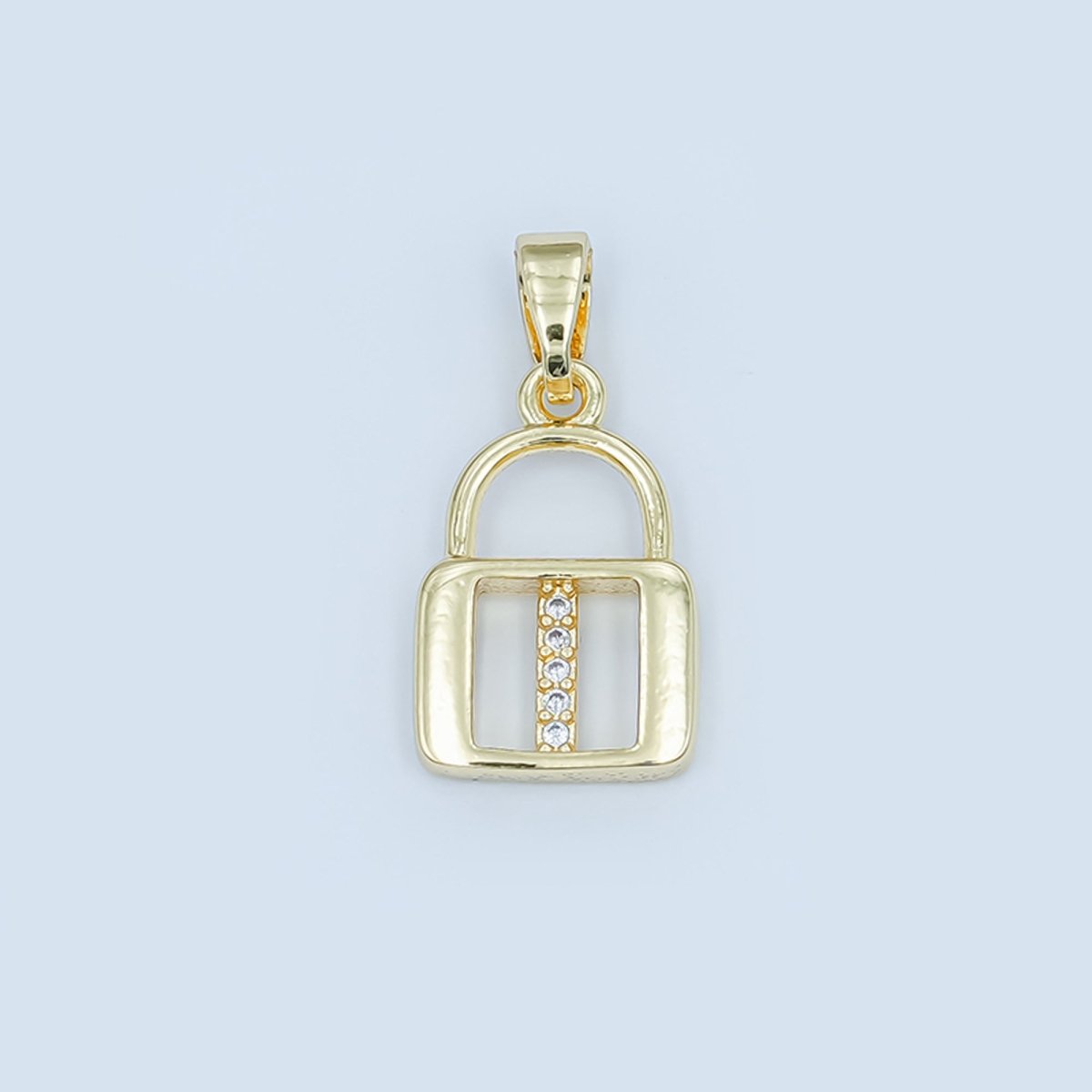 24K Gold Filled Micro Paved Initial Letter Padlock Pendant | A001 - A013