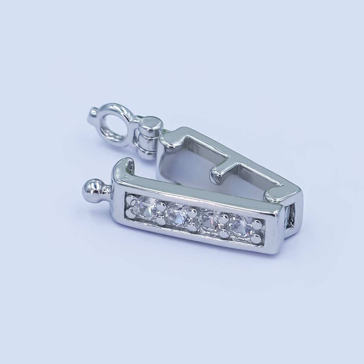 24K Gold Filled Micro Paved CZ Snap Rectangular Bail Finding in Gold &amp; Silver | Z1085