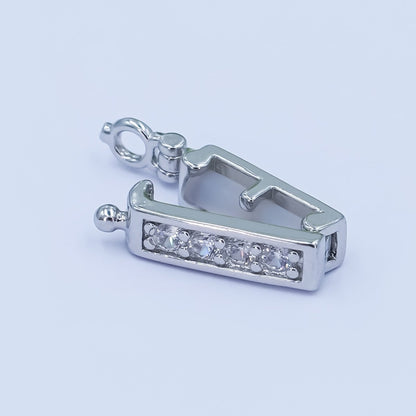 24K Gold Filled Micro Paved CZ Snap Rectangular Bail Finding in Gold &amp; Silver | Z1085